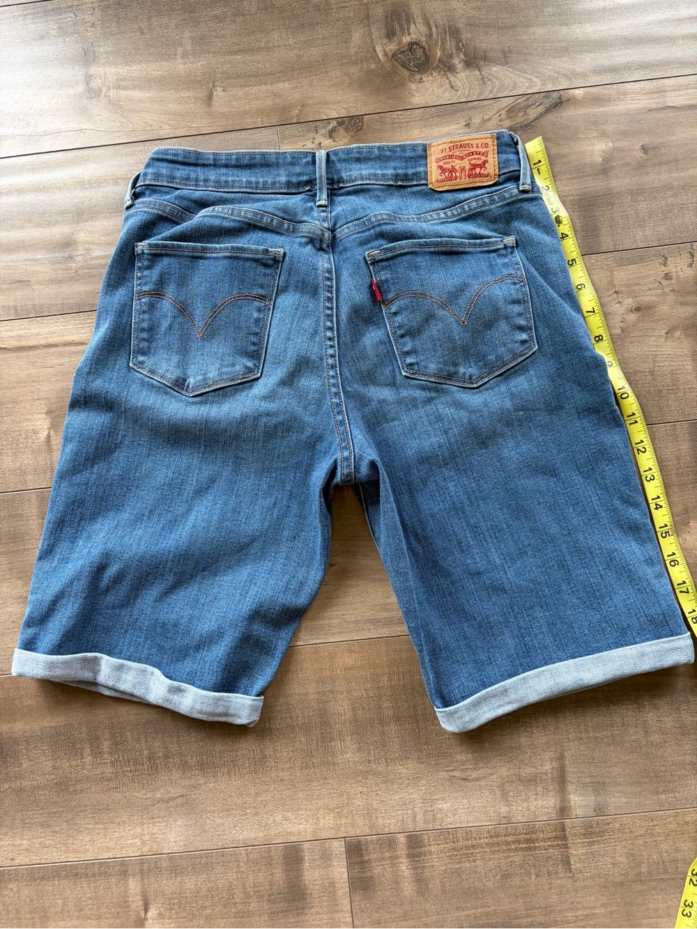 Levi's Blue Denim Women's Bermuda Shorts with Cuffed Hem